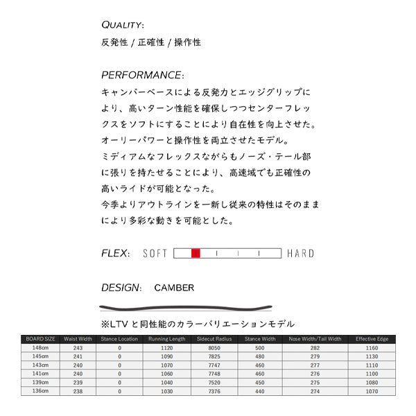 SPREAD スプレッド スノーボード 23-24 LTV/CV エルティーブイ シーブイ Camber キャンバー UNISEX ユニセックス 男性  女性 板 SNOWBOARD 日本正規品 予約